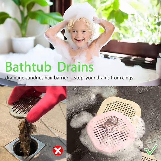 2 Pack Drain Hair Catcher Silicone Drain Cover Hair Stopper with Suction Cup for Shower Kitchen Bathroom Light Purple