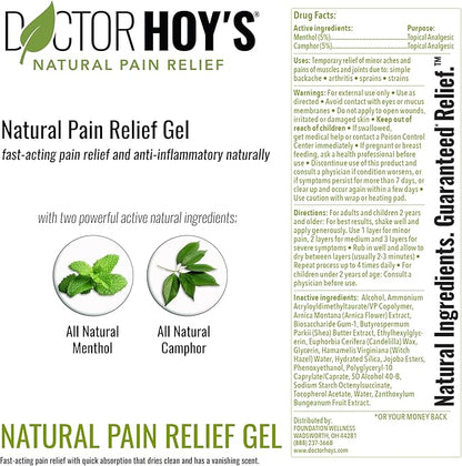 DOCTOR HOY'S Natural Pain Relief Gel, Topical Arnica Anti-Inflammatory Gel for Arthritis, Joint Pain, and Muscle Strains - Clean, Safe and Effective Pain Relief
