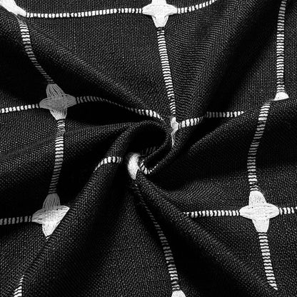MitoVilla Boho Farmhouse Shower Curtain Set 72 x 78, Black 78 inch Long Polyester Linen Tassel Fabric Shower Curtain Set for Chic Cottagecore French Rustic Bathroom Decor