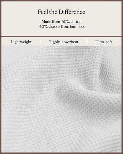 Cozy Earth Waffle Washcloths - 60% Cotton 40% Viscose from Bamboo Washcloths 13 x 13 Inches - Soft & Absorbent Terry, Reversible Mini Textured Waffle & Weave Pattern - 4 Pack