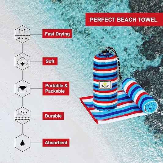 4Monster Microfiber Beach Towel Quick Dry,Super Absorbent Lightweight Travel Towel for Swimmers, Sand Free Camping Towel, Beach Towels for Pool,Swim,Water Sports,Yoga