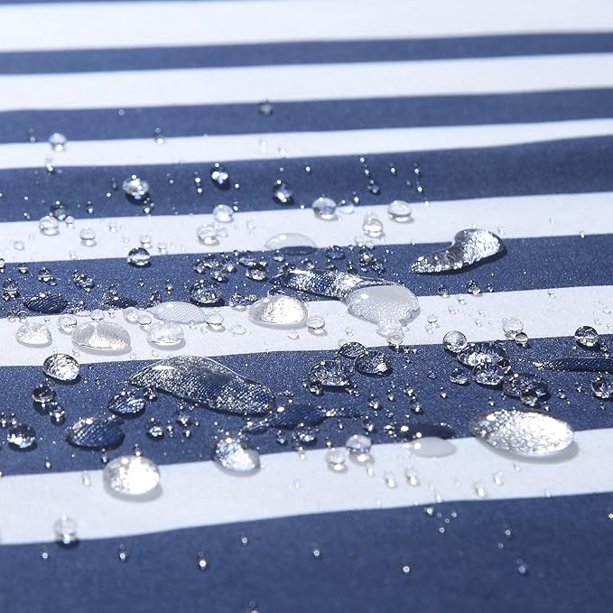 Extra Long Blue Shower Curtain, Modern Navy Blue and White Stripe Waterproof Polyester Shower Curtains for Bathroom, 72x84 Inches