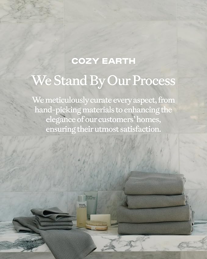 Cozy Earth Waffle Hand Towels - 60% Cotton 40% Viscose from Bamboo Hand Towels 20 x 30 Inches - Soft & Absorbent Terry, Reversible Mini Textured Waffle & Weave Pattern - 2 Pack
