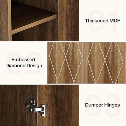 Tribesigns 75" Tall Narrow Storage Cabinet, Modern Farmhouse Pantry Cabinet with Doors and 6 Shelves, Skinny Freestanding Utility Cabinet for Kitchen, Bathroom, Laudry, Living Room, Brown