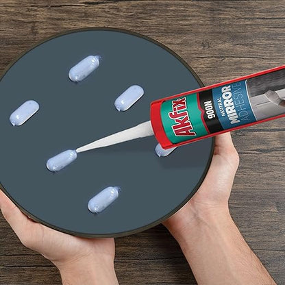 Akfix 900N Clear 100% Silicone Adhesive for Mirror (24x10.5 fl.oz.) - Solvent-Free Mirror Adhesive, Low Odor, Non-Corrosive, Durable, Fast Curing, Non-sag, Flexible Silicone Caulk | Clear, 24 Pack