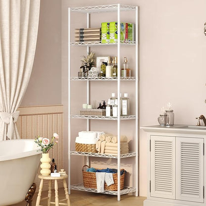 HOMEFORT 6-Tier Wire Shelving, 6 Shelves Unit Metal Storage Rack, Durable Organizer, Perfect for Pantry Closet Kitchen Laundry Organization (White)