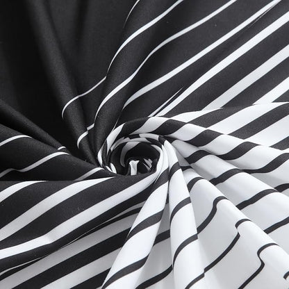 Black Shower Curtain 78 Inches Long, Modern Black and White Gradient Horizontal Stripe Waterproof Polyester Shower Curtains for Bathroom, 72x78 Inches