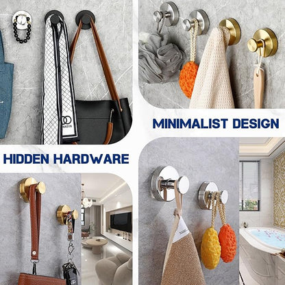 Removable & Reusable Suction Cup Hooks for Shower, Heavy Duty No-Drill Cup Hooks for Towels, Robes, Loofah–Wreath Hangers for Front Doors,Doors & Smooth Surfaces (Light Silver, 2 Pack)