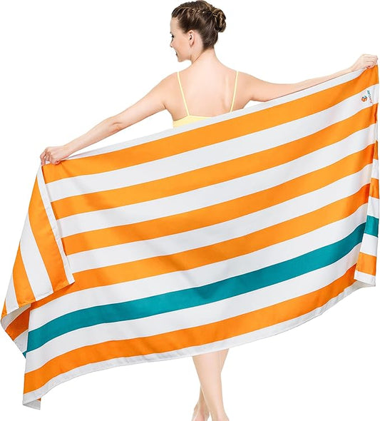 SUN CUBE Microfiber Beach Towel, Quick Dry Sand Free Beach Towel, Lightweight, Compact for Travel Swim Sports Camping, Packable Sand Resistant Towel Adult - Orange 78x35 Inches