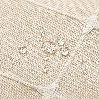 MitoVilla Beige Boho Shower Curtains for Modern Farmhouse Bathroom Decor, Cream Vintage Country Thick Polyester Linen Fabric Shower Curtain, Rustic Tassel Cloth Shower Curtain, 72 x 72