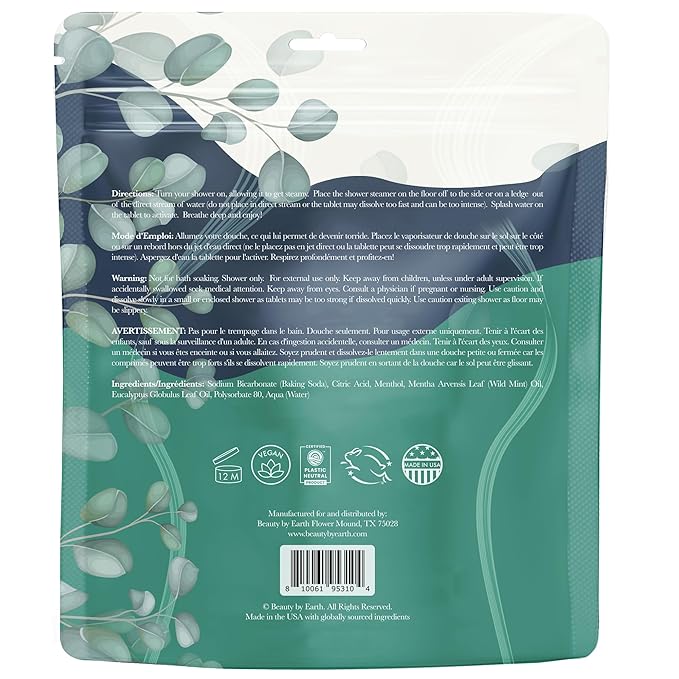 Shower Steamers Aromatherapy - USA Made with Natural Ingredients & Eucalyptus Essential Oil, Christmas Stocking Stuffers for Men & Women, Large Shower Bombs, White Elephant Relaxation Spa Gifts