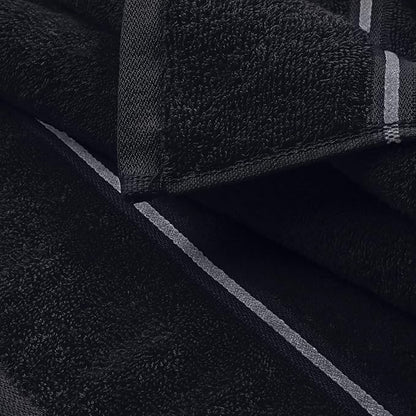 MyOwn Ultra Soft 6 Pack Cotton Towel Set, Contains 2 Bath Towels 28x55 inch, 2 Hand Towels 16x24 inch & 2 Wash Coths 12x12 inch, Ideal Everyday use, Compact & Lightweight - Black
