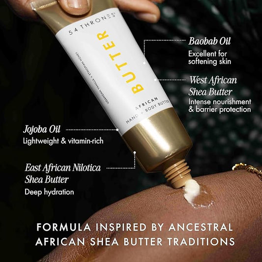 54 Thrones Mini African Beauty Shea Butter, Intensive Dry Skin Support, Moisturizing Body Butter for Women, Moisturizing Body Balm and Cream, Locks in Moisture, Ugandan Vanilla + Ethiopian Honey, 1 oz