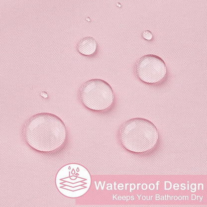 AooHome 48x72 inch Shower Liner, Small Size Fabric Solid Color Bathroom Curtain with Hooks, Weighted Hem, Water Repellent, Pink