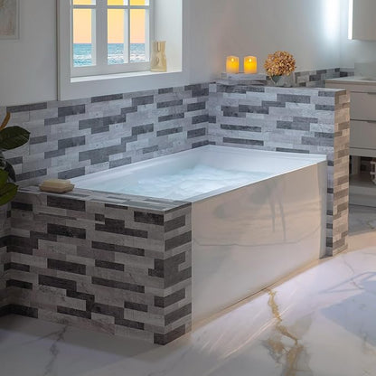 WOODBRIDGE 54" Acrylic Rectangular Alcove Soaking Bathtub in White with Left Drain, Oil Rubbed Bronz pop-UP Drain Included BA5430L