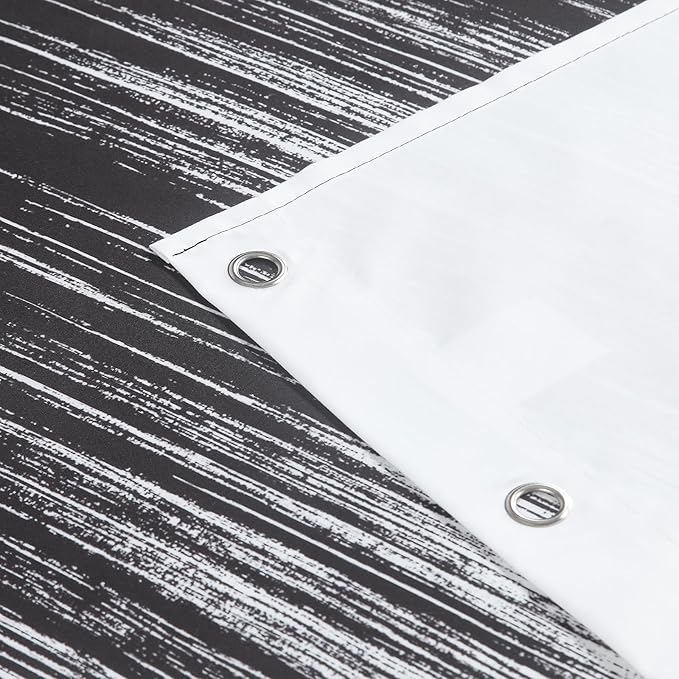 Fabric Shower Curtain, Black and White Microfiber Cloth Shower Curtains for Bathroom, Modern Waterproof Bathroom Curtains, 72" W x 72" H