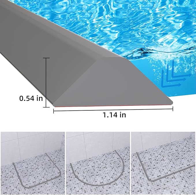 Duzzy 98 Inch Collapsible Shower Water Dam, Shower Threshold Water Stopper Barrier and Retention System and Keeps Water Inside Threshold Dry and Wet Separation, Suitable for Bathroom & Kitchen