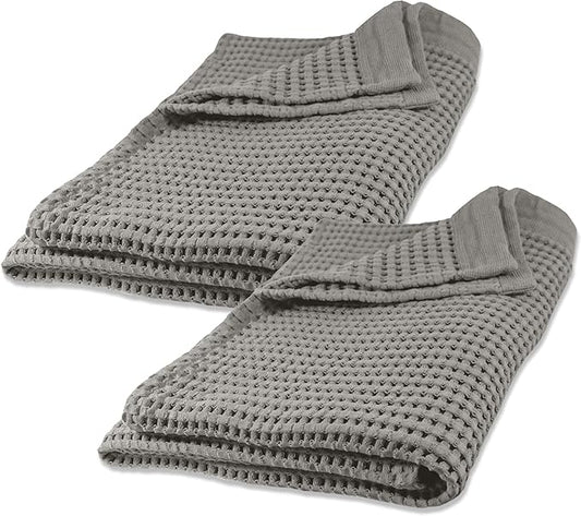 GILDEN TREE Waffle Bath Sheet Quick Dry Towel, Thin Luxury Bath Towels, 40x80 Large Bath Towels 2 Pack Bath Sheets, Modern Style (Pewter)
