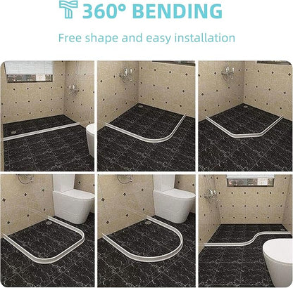 Shower Threshold Water Dam,Walk in Shower Water Guard, Shower Dam Water Barrier Bathroom Sink Splash for Dry And Wet Separation Caulk Seal Strip Edge Trim (78Inch, White)