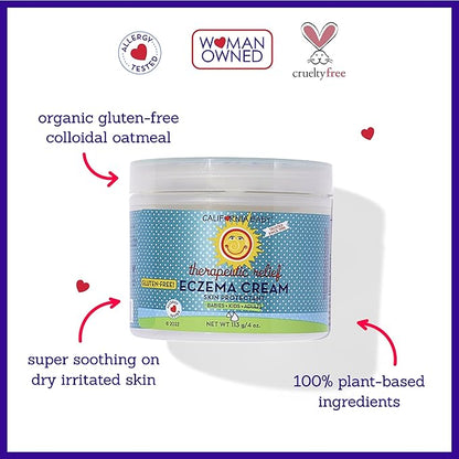 California Baby Eczema Cream | Steroid-Free Eczema Treatment | Colloidal Oatmeal + Aloe Vera | Soothing Eczema Lotion For Kids + Adults | 113 g / 4 oz