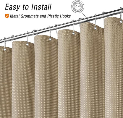 Gibelle Beige Shower Curtain, Waffle Weave Textured Fabric Shower Curtain for Bathroom - Soft Cloth & Hotel Spa Luxury, Water Repellent, Machine Washable, 72X72, Beige