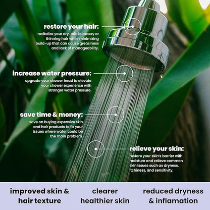 Filtered Showerhead - Best Shower Head With Filters For Healthy Hair & Skin - High Pressure Water Softener For Hard Water - Reduce Dandruff, Protect Colored Hair, And Soothe Dry Skin (Chrome)