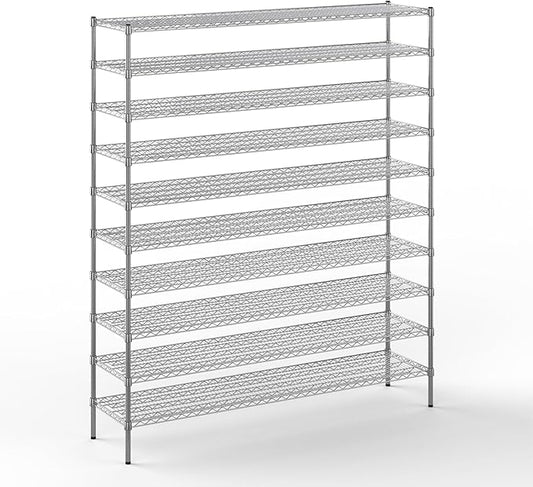 18" Deep x 72" Wide x 86" Height Wire Shelving Kit | 10-Tier | NSF Commercial Storage Rack Unit