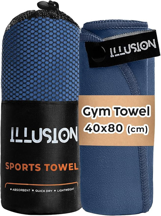 illusion Small Microfiber Gym Towels for Men and Women Active Sports (32" L x 16''W)-Lightweight Quick Dry Gym Towel for Sweat-Workout Towels Ideal for Yoga, Camping, Running, and Outdoor Activities