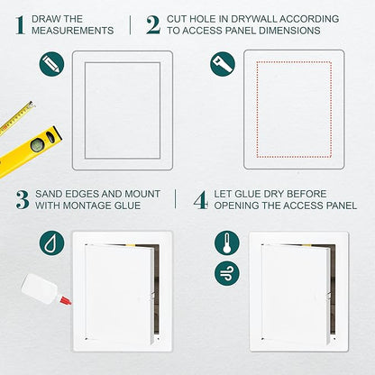 6" x 8" White Metal Access Door. Plumbing, Electricity, Heating, Alarm Wall Access Panel for Drywall