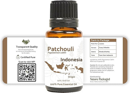 Dark Patchouli Essential Oil - Direct from Java Indonesia Natural Repellent Aceite de Pachulí - Aromatherapy and Premium Therapeutic Grade - Ideal for Body & Candle-Making (2lbs)