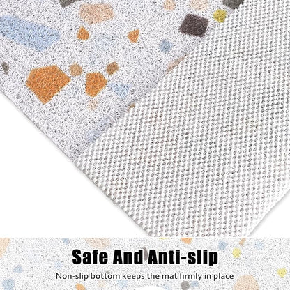Square Shower Mat Non Slip: 27x27 Inch Shower Floor Mat with Drain Hole in Middle, Super Soft and Comfortable PVC Loofah Massage Bath Mat for Shower, Anti Slip Shower Stall Mat, Quick Drying