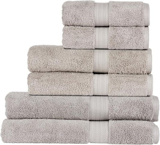 Christy Renaissance 6 Piece Gray Towel Set | 100% Egyptian Cotton | Luxury Bathroom Towels | Soft and Super Absorbent | 675 GSM |2 Bath Sheet 2 Bath 2 Hand | Dove Gray