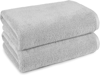 Amazon Basics 2 Piece Quick-Dry Oversize Bath Towel, 100% Cotton, Platinum, 54" x 30"