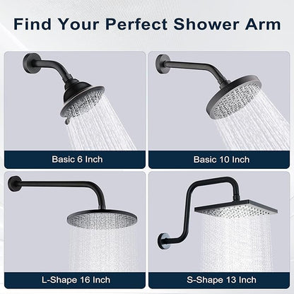BRIGHT SHOWERS 13 Inch Shower Head Extension Arm with Flange S Shaped High Rise Extender, Long Stainless Steel Rainfall Shower Head Pipe Arm, Oil-Rubbed Bronze