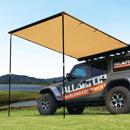 ALL-TOP Vehicle Awning 8.2'x8.2' Roof Rack Pull-Out Sun Shade UV50+, Weatherproof 4x4 Side Awning for Camping & Overland (Hardware Included)