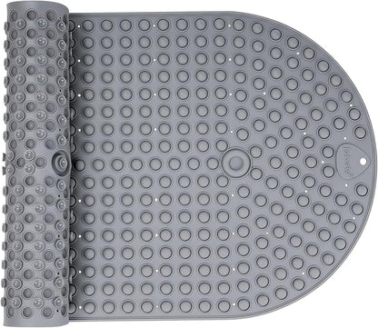 Silicone Push Pop Bath Mat with 391 Suction Cups,33x17.3 Inch Non-Slip Tub Mat for Adults, Superior to Foldable Mats for Safety & Stability with Drain Holes, Gray Thickend Soft Shower Mat