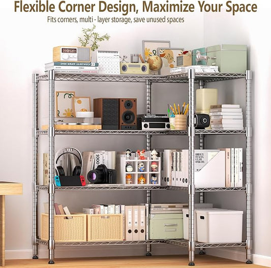 Himimi 4-Tier Heavy Duty Metal Storage Rack, 1200LBS Adjustable Wire Shelving for Storage, Standing Storage Shelf Units for Kitchen Garage Pantry Laundry, 60" W x 14" D x 60" H, Silver