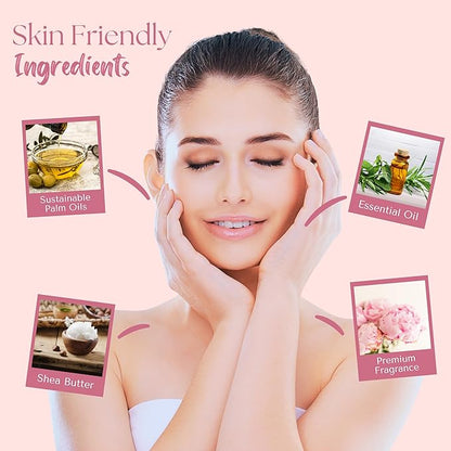 Wavertree & London Pink Peony Scented Natural Soap (2 Bars), 7oz Moisturizing French Triple Milled Soap Bars enriched with shea butter - Pure Plant Based Bath & Body Bars for All Skin Types