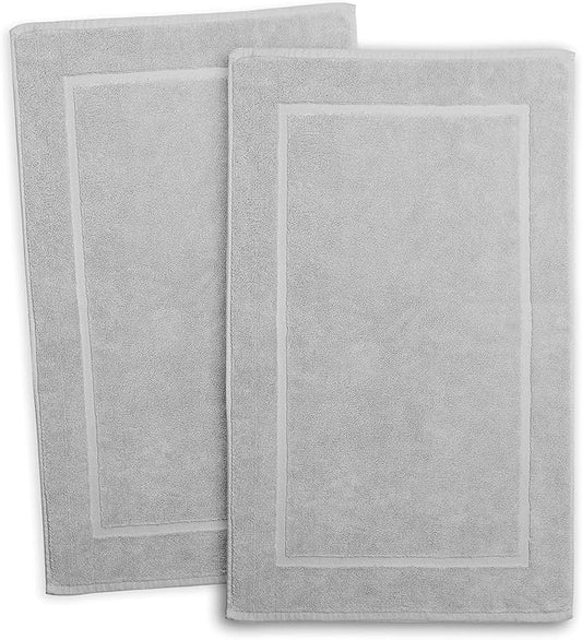Hearth & Harbor Bath Mat Towels - 100% Ring Spun Cotton Luxury Bath Mat Floor Towels - Ultra Soft & Highly Absorbent Bath Towels Set of 4 - Gray