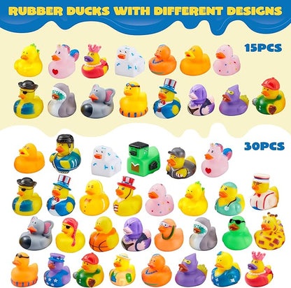 JOYIN 120 Pcs Rubber Ducks, Random Assortment Ducks Bulk with Mesh Carry Bag, Mini Rubber Duckies for Baby Bath Toys, Kids Toddler Summer Pool Toys Birthday Gifts Party Favors