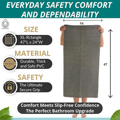 Anti Slip Shower Mat - Non Slip Shower Mats for Inside Shower - Large 47x24 Loofah Shower Floor Mat Non Slip - Bath Mat for Shower - Secure Mat Without Suction Cups (47x24 Gray)