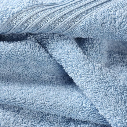 Superior Egyptian Cotton Bath Towel Set, Home Bathroom Towels, Master, Guest Bath, Decor Essentials, Quick Dry, Absorbent, Large Body Towels, Spa, Hotel, Resort, Adult, Kids, Set of 2, Light Blue