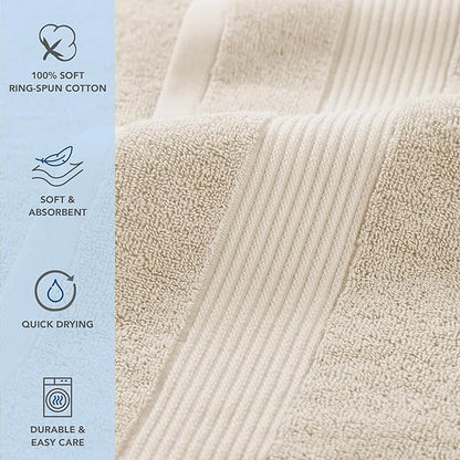 Arkwright Bathroom Hand Towels Set of 6 - Super Soft 100% Cotton, 600 GSM Quick Dry & Absorbent, Luxury Bath Essentials for Hotels, Spa, Hosts, and Vacation Rentals, Alabaster Ivory