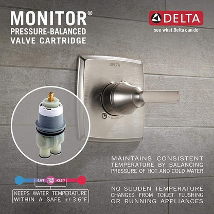 Delta Modern 14 Series Shower Faucet Set, Chrome Shower Head and Handle Set, Valve Trim Kit, Chrome T142339-PP (Valve Not Included)