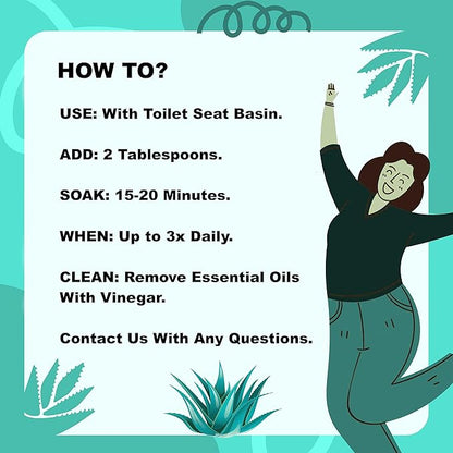 Sitz Bath for Hemorrhoids Soothing 20-in-1 Salts Mix + E Oils, 15 Soaks Concentrate for Toilet Seat Basin – Comfort Relief, Made in USA with Premium Natural Ingredients Including Aloe & Epsom Salts