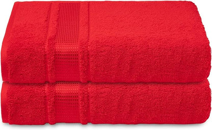 Melissa Linen, 2 Piece Hand Towel Set, 100% Turkish Cotton Face Hand Towels for Bathroom, 20 in x 35 in, Absorbent, Quick Dry, Durable and Soft, Spa and Hotel Quality, Red