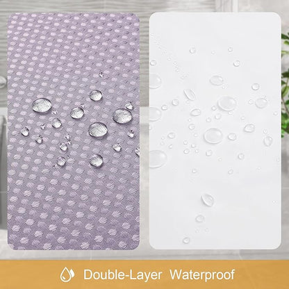 3 in 1 Shower Curtain Set, Purple Waffle Shower Curtain and PEVA Liner Set with 12 Stainless Steel Shower Curtain Hooks, Lavender Waterproof Fabric Shower Curtains for Bathroom, 72 W x 72 H