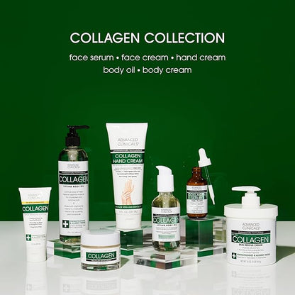 Advanced Clinicals Collagen Cream Body Lotion & Face Moisturizer | Skincare Anti Aging Collagen Lotion For Women, Men, Hand, & Neck Improves Look Of Crepe Skin & Uneven Dry Skin, 16Oz + Travel Size
