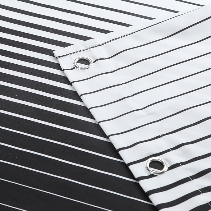 Extra Long Black Shower Curtain, Modern Black and White Gradient Vertical Stripe Waterproof Polyester Shower Curtains for Bathroom, 72x84 Inches