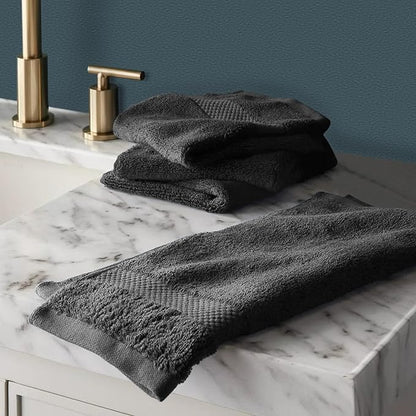 Delara 100% Organic Cotton Towels 650 GSM Plush Feather Touch Quick Dry Wash Cloth, Pack of 12 GOTS Certified, Oeko-Tex Green Certified, Organic Cotton Wash Cloth, 13"X13"